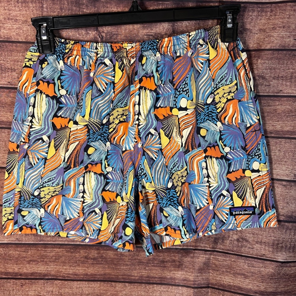 Patagonia Baggies Shorts Mens Small Joy: Pitch Blue Abstract Print 5"